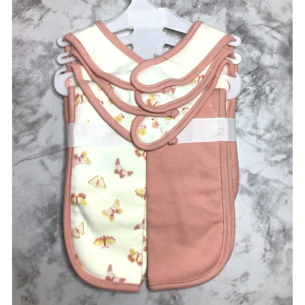 New Baby Gear 5-Piece Set  -Cloths Pink Gingham - Butterflies And Flowers